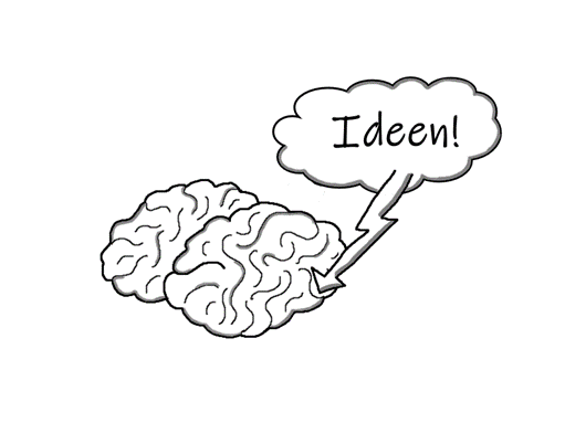 Zeichnung eines Gehirn einer Sprechblase Ideen