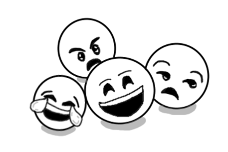Zeichnung von vier verschiedenen Emojis.
