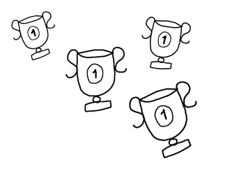 Zeichnung von vier Pokalen